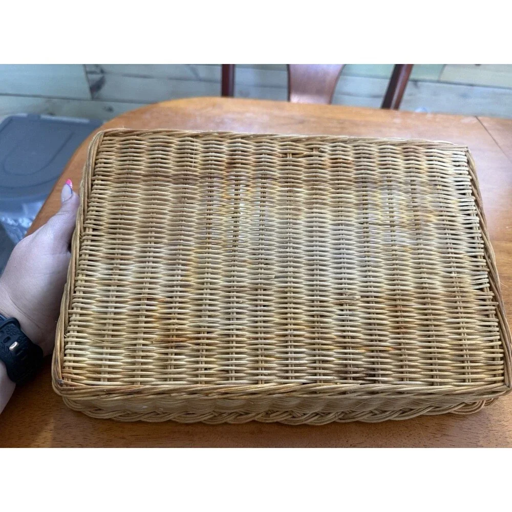 Vintage Pyrex 232 Rectangle Amber Brown Glass W/Basket Casserole Dish Baking